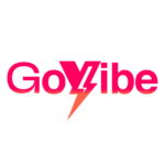 Logo de GoVibe con texto estilizado y un rayo integrado en la letra V